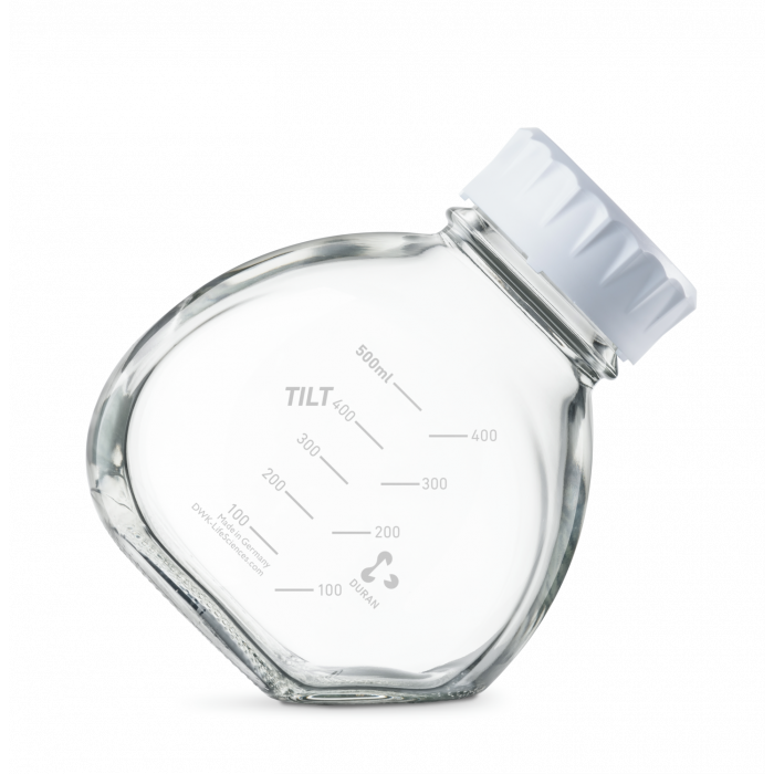DURAN® TILT GL 56 Media Preparation Bottle (clear), with screw cap and pouring ring (PP, white) 500 mL
