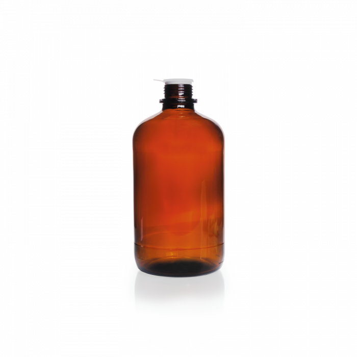 Screw-Top Round Bottle, soda-lime glass, amber, narrow mouth, high form, with DIN 45 H thread, 2500 mL