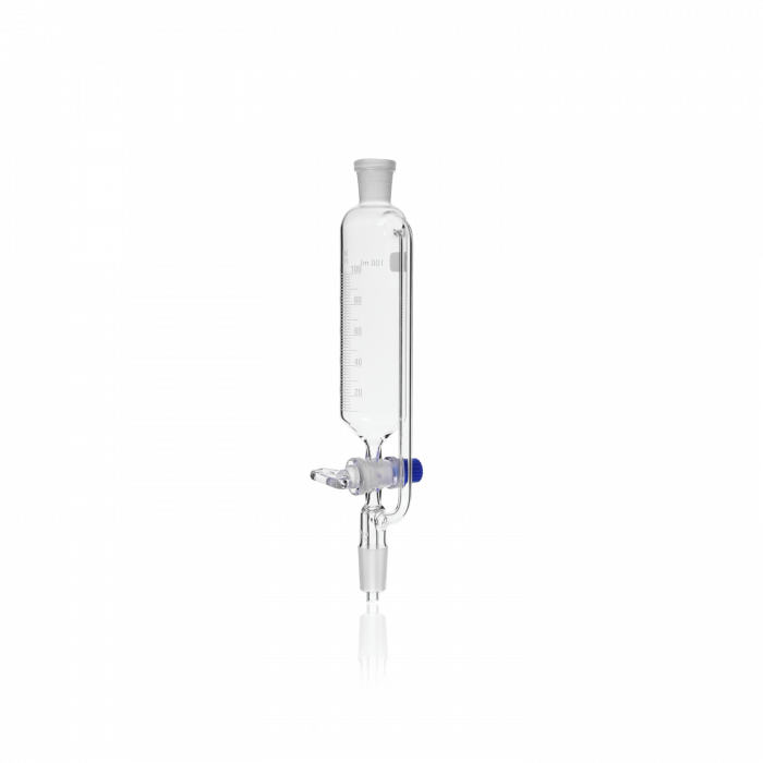 DURAN® Dropping Funnel, cylindrical, with scale and ground joint, with pressure equalisation tube, NS 19/26, 100 mL