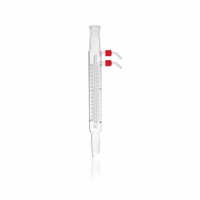 DURAN® Dimroth Condenser, with 2 standard ground joints, and 2 screw-on plastic hose connections, NS 29/32, 250 mm
