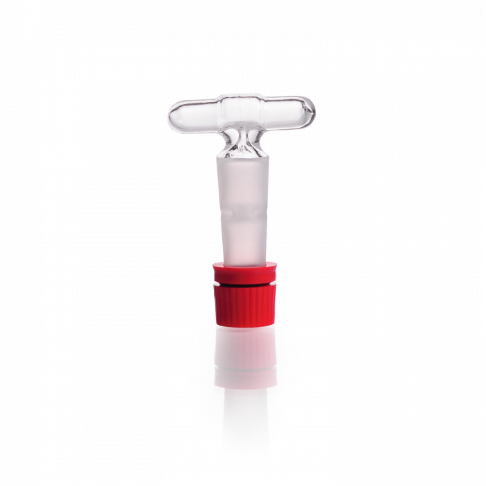 DURAN® Stopcock Key, hollow and ground, threaded glass handle, with three part retaining device, NS 12.5