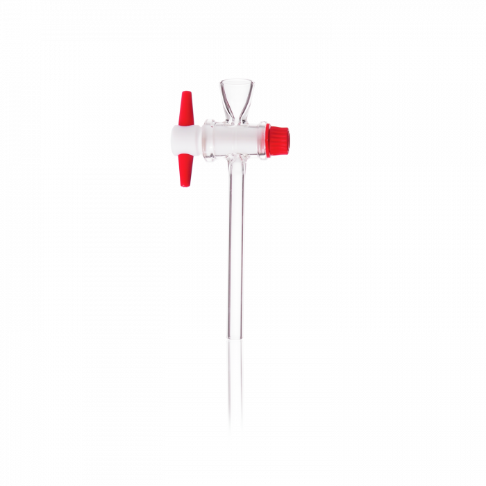DURAN® Separating Funnel Stopcock with short inlet, with PTFE key, with retaining device, bore 2.5 mm, NS 14.5