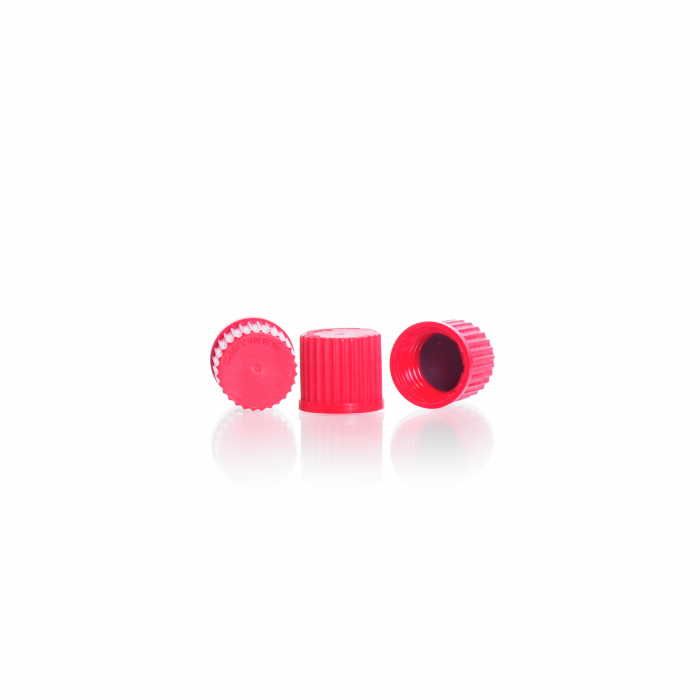DURAN® GL 14 High Temperature Screw Cap (PBT, red), with PTFE-coated, peroxide cured  silicone cap liner