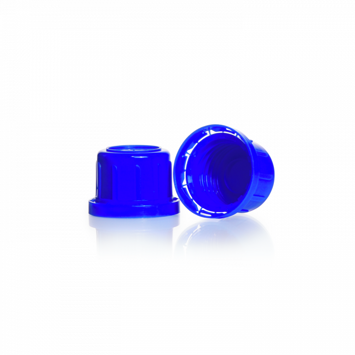 Pouring Ring, narrow mouth, PP, blue, for soda-lime glass screw-top bottles with DIN 32 H thread